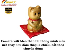 Camera wifi Mèo thần tài thông minh siêu nét xoay 360 đàm thoại 2 chiều, bắt theo chuyển động
